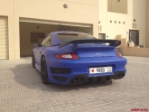 Matte Blue Vinyl Wrap Porsche 997 C4S Cab Techart Style Body Kit Bahrain
