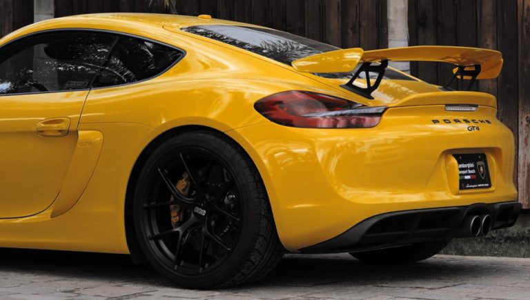 Stunning Yellow Porsche Cayman GT4 on Satin Black BBS FI-R Wheels ...