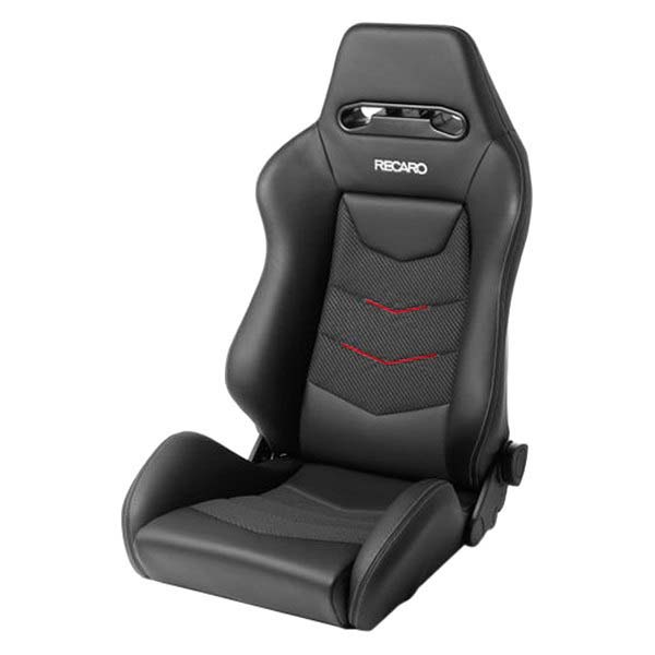 Recaro Speed V Left Seat Black Leather | Red Suede Accent | 7227110.1.3169