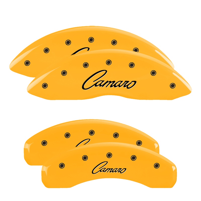 MGP Caliper Covers Set of 4 Yellow finish, Black Camaro / Camaro