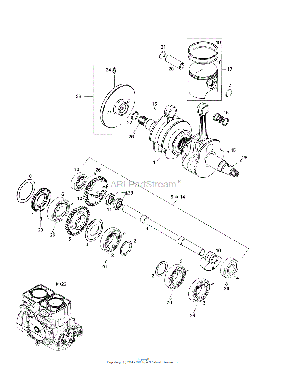 SeaDoo OEM RebuildCrankshaft 787 96 Includes 1 6. 421000076