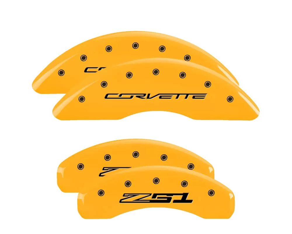 MGP Caliper Covers Set of 4: Yellow finish, Black Corvette / Z51 (C7) Chevrolet - 13084SZ51YL