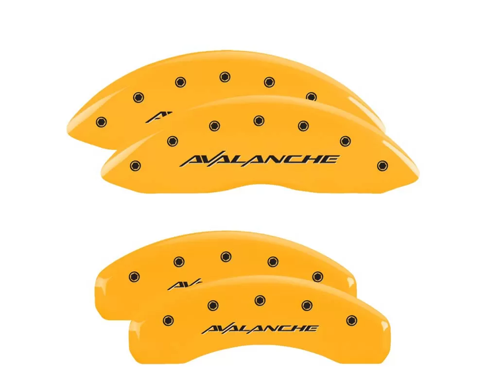 MGP Caliper Covers Set of 4: Yellow finish, Black Avalanche Chevrolet - 14004SAVLYL