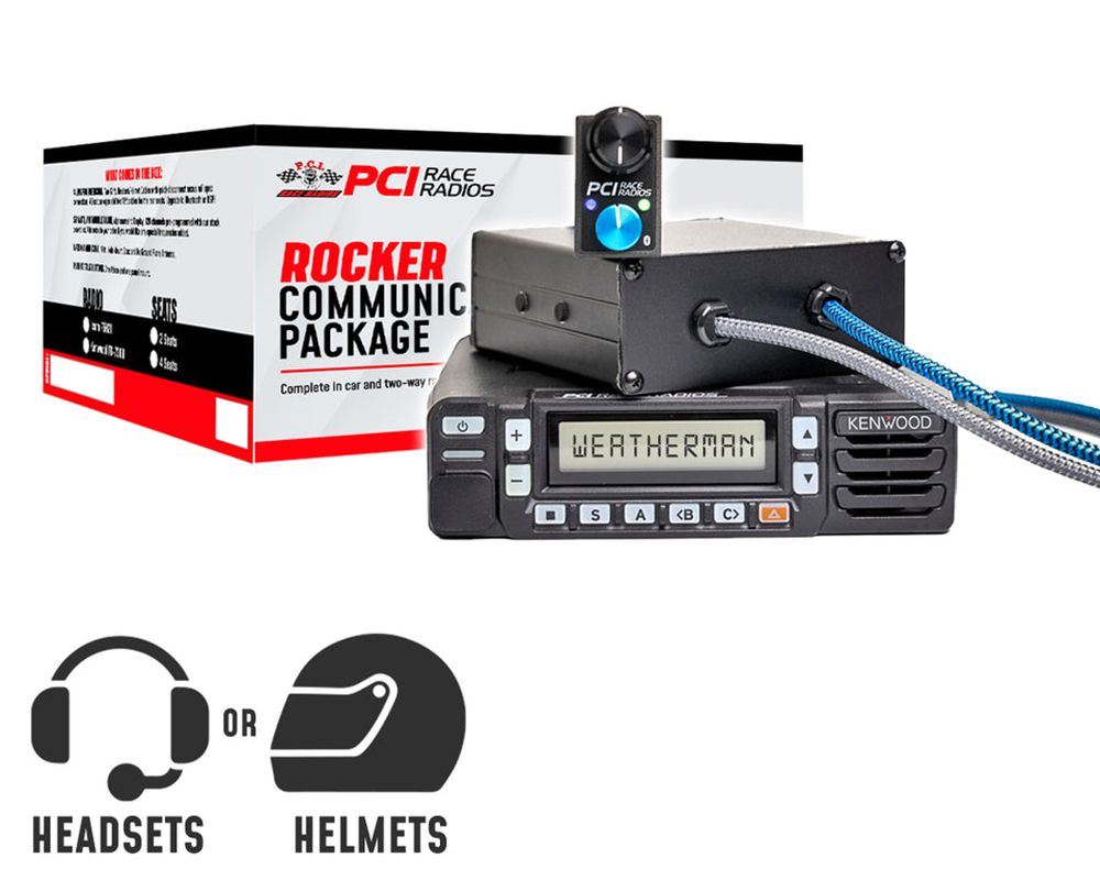 PCI Race Radios 4 Seats Rocker Trax Stereo Intercom System Package w/ ICOM F5021 Radio & Over The Head Headsets - 4514