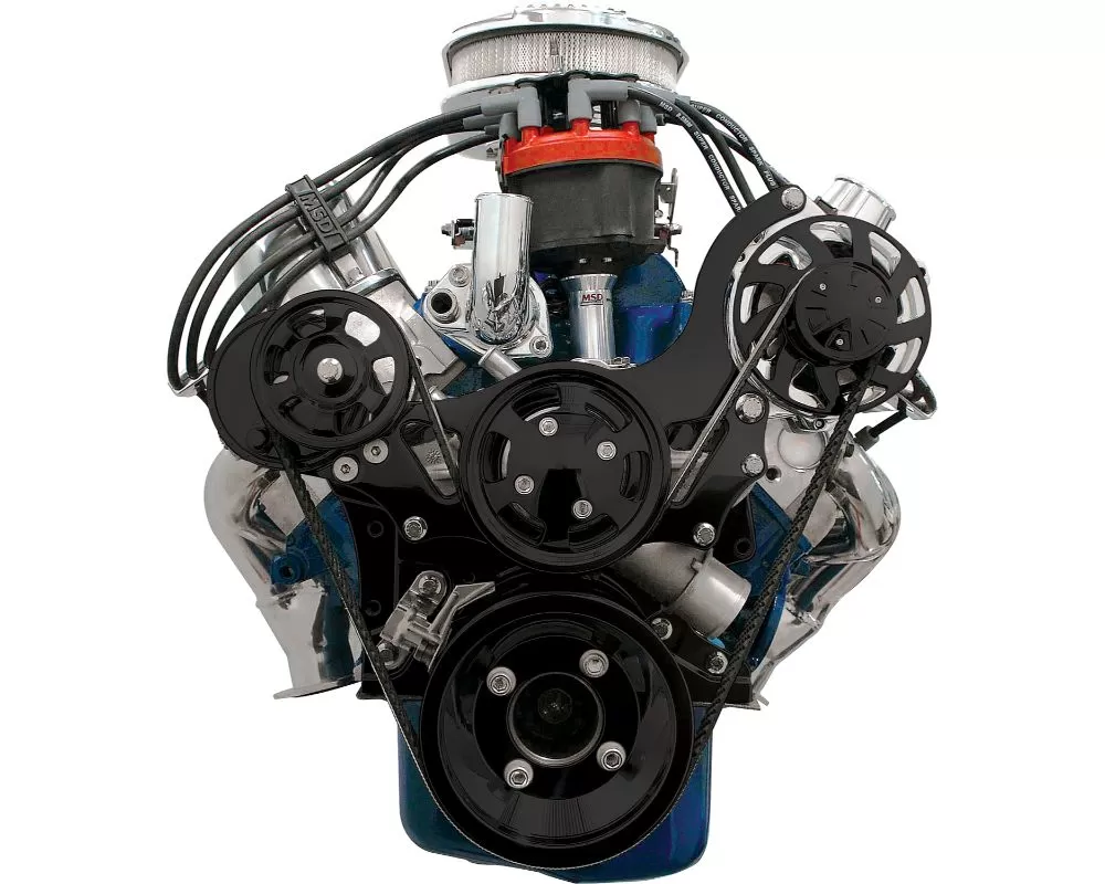 Billet Specialties Black Adonized Tru Trac Serpentine System without A/C & Power Steering Small Block Ford - BLK13625