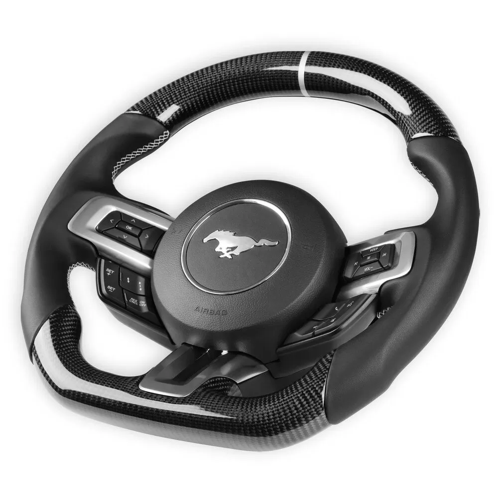 Rekudo Steering Wheel Carbon Fiber With Leather Grips Ford Mustang 2015-2017 - RK950-05