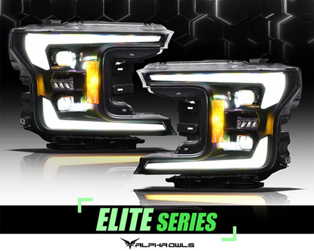 Alpha Owls Elite-Pro Series LED Projector Headlights (w/Chrome Bezel) Ford F-150 2018-2020 - 7163003
