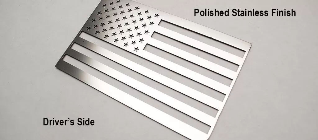 American Car Craft American Flag Emblem 2 Piece Set | Stainless Steel Brushed White - ACC-142125