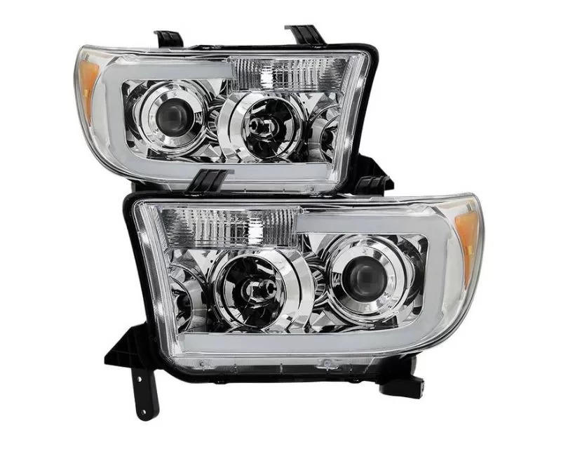 Xtune Chrome LED Light Bar Projector Headlights Toyota Sequoia | Tundra ...