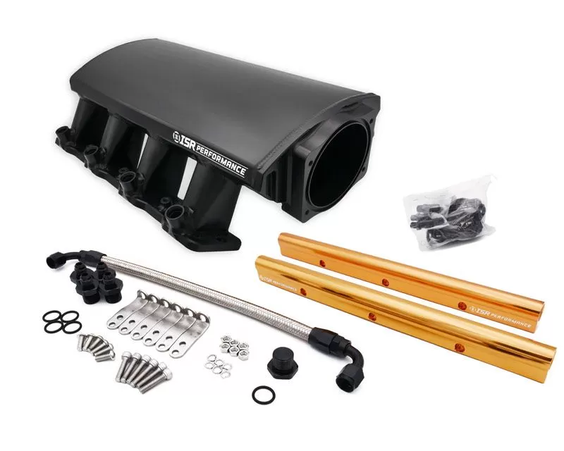 ISR Performance Fabricated Intake Manifold and Fuel Rail Kit - LS1|LS2|LS6 102MM Cathedral port low profile - black - IS-LS16INT102