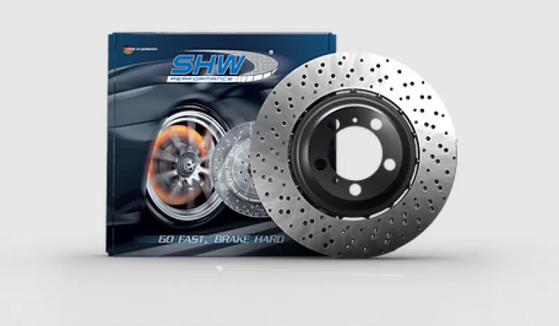 SHW Performance Front Drilled-Dimpled Lightweight Brake Rotor Audi TT Quattro RS 2.5L 2012-2013 - AFX41521