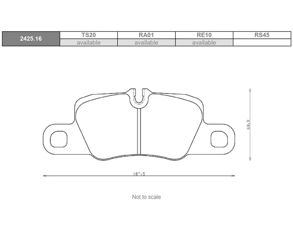 Race Technologies RE10 Race Compound Brake Pad Set Rear Porsche 991 Carrera 2S | 4S 2012 - 2425.16.RE10