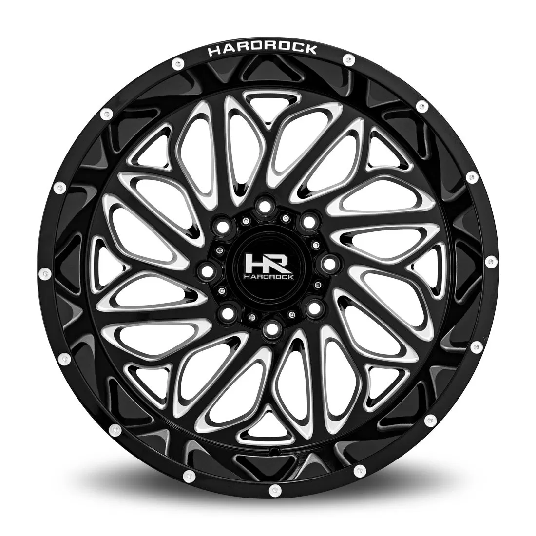 Hardrock Offroad BlackTop Xposed Aluminum Wheel 20x12 5x150 -44 110.3 Gloss Black Milled - H508-201250144BM