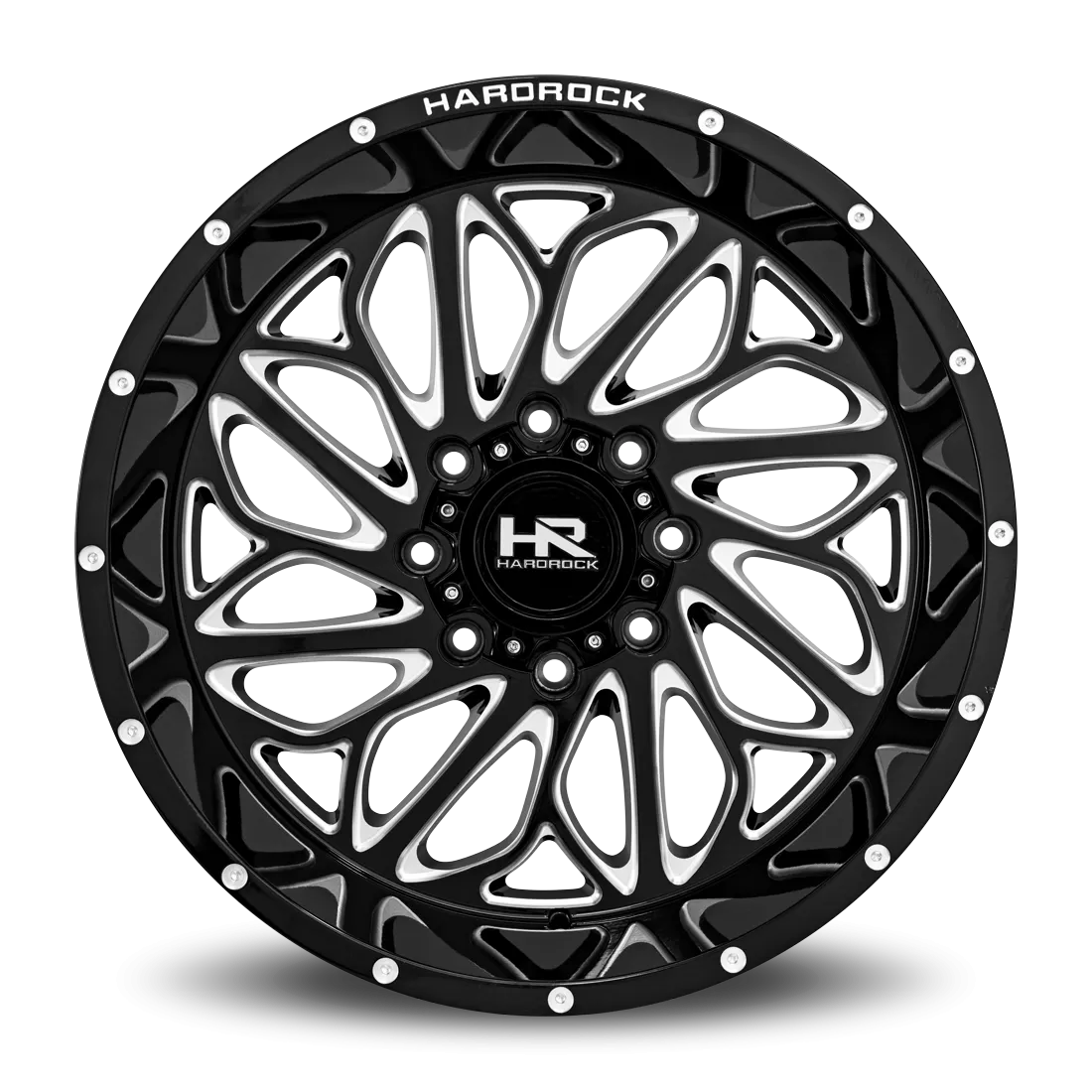 Hardrock Offroad BlackTop Xposed Aluminum Wheel 22x12 8x170 -51 125.2 Gloss Black Milled - H508-221270151BM