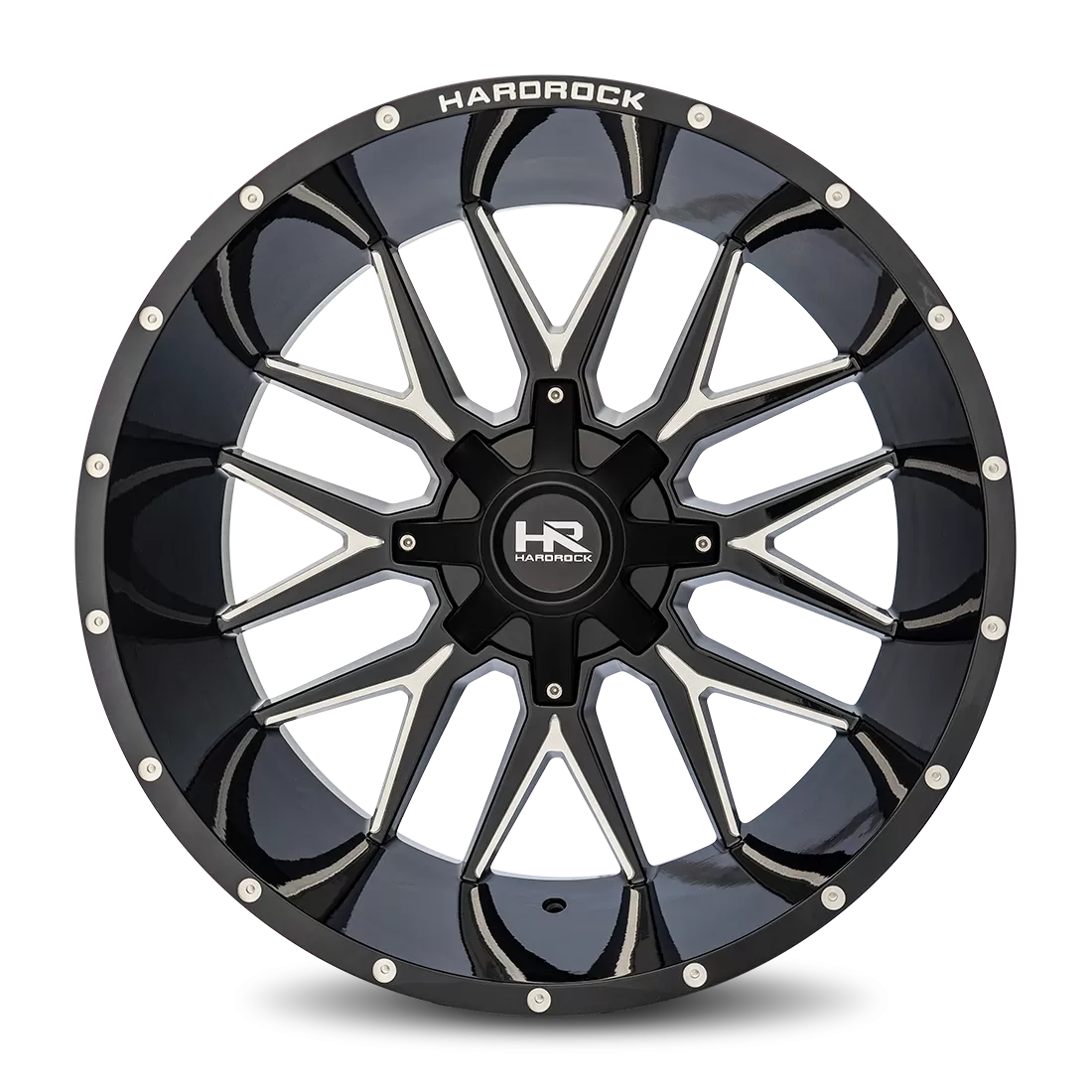 Hardrock Offroad Affliction Aluminum Wheel 24x14 8x180 -76 124.3 Gloss Black Milled - H700-241478176GBM