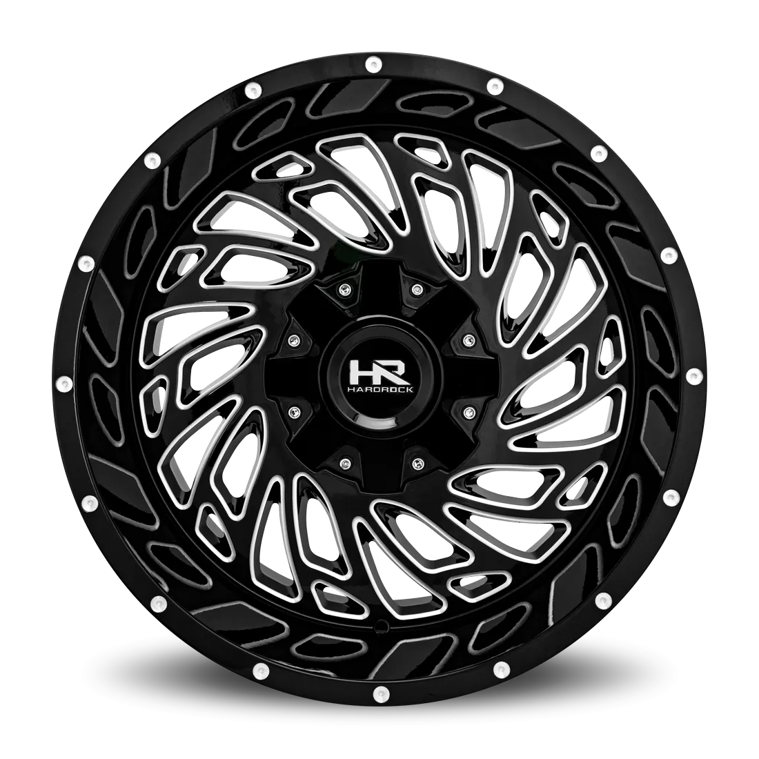 Hardrock Offroad Attack Aluminum Wheel 20x12 8x165.1 -51 125.2 Gloss Black Milled - H710-201281051GBM