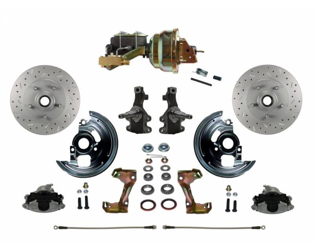 Leed Brakes Power Front Disc Brake Conversion Kit w/ Cross Drilled & Slotted Rotors Pontiac Tempest 1964-1970 - FC1003-M1A3X