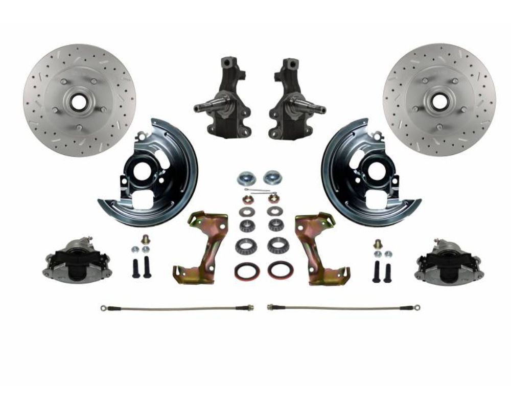 Leed Brakes Spindle Mount Kit w/ 2" Drop Spindle Cross Drilled & Slotted Rotors Pontiac Tempest 1964-1970 - FC1003SMX