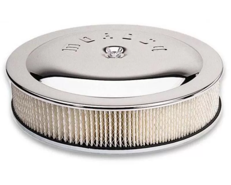 Moroso 4500 Chrome Plated Steel Flat Bottom 14in x 5in Filter Racing Air Cleaner - 65946
