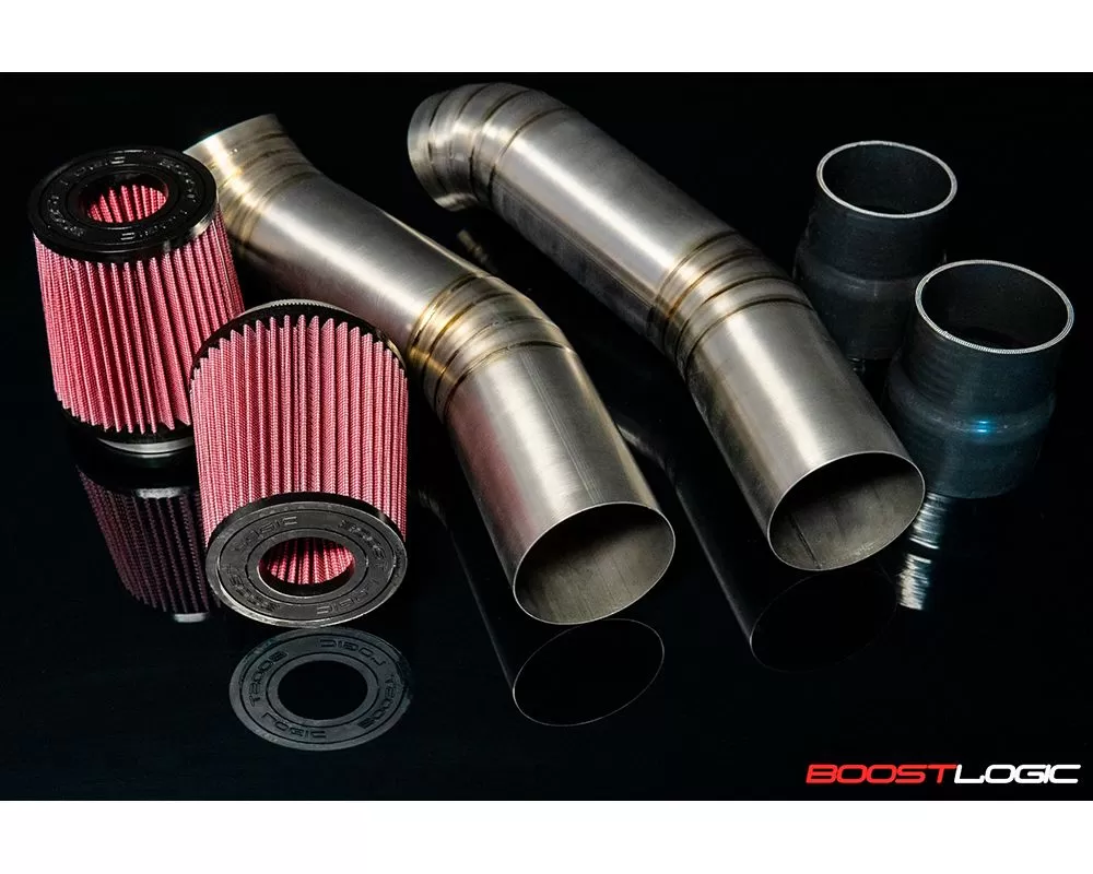Boost Logic R35 GTR 4 Inch Titanium Intake Kit (Raw) with Filters Nissan GT-R R35 2009+ - BL-02011104-4