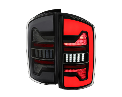 Spec D Full Led Bar Tail Light Matte Black Housing Smoked Lens Red Led