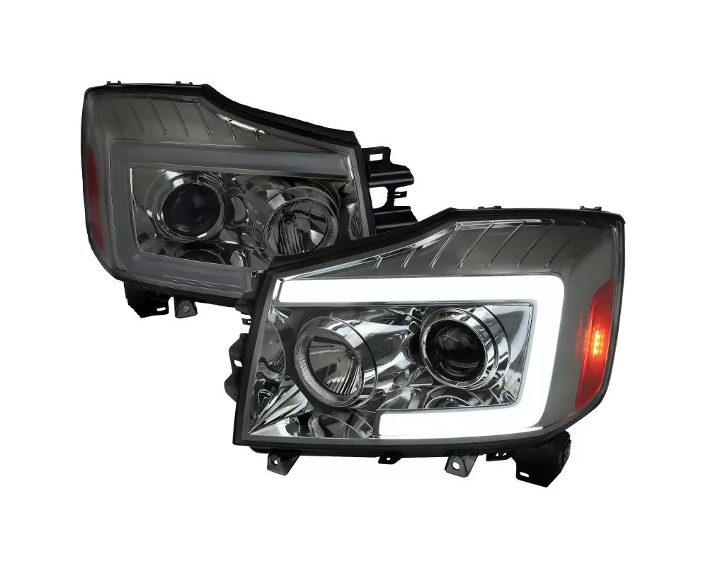 Spec D Projector Headlights w LED C Bar Switchback Sequential