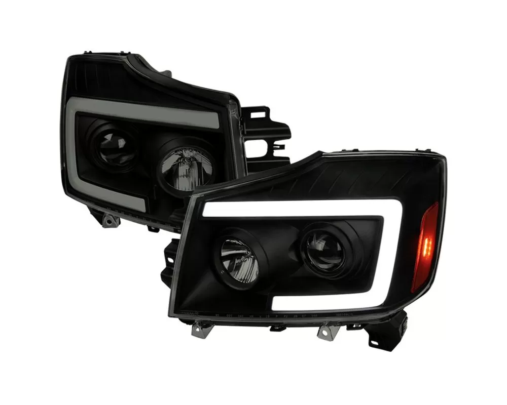 Spec D Projector Headlights w LED C Bar Switchback Sequential