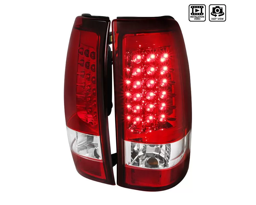 Spec-D LED Taillights (Chrome Housing/Red Clear Lens) Chevrolet