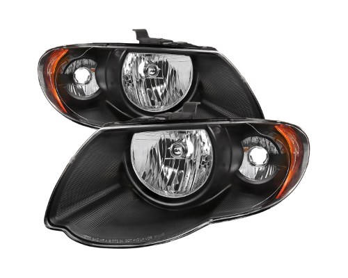 Spec-D Headlights Black Housing Clear Lens With Amber Reflector No Bulbs Included Chrysler Town Country 2005-2007 - 2LH-TNC05JM-GO