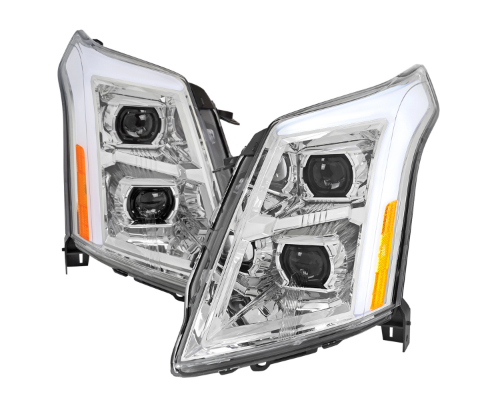 Spec-D Drl Led Bar Full Led Projector Headlights Chrome Housing Clear Lens Amber Reflector Sequential Turn Signal And Breathing Light Effect Cadillac SRX 2010-2016 - 2LHE-SRX10-SQ-RS