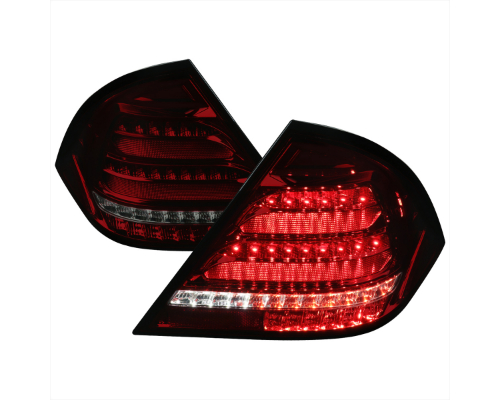Spec-D Led Sequential Tail Lights Chrome Housing Red Smoked Lens Mercedez Benz C-Class 2001-2004 - LT-BW20300RGLD-SQ-TM