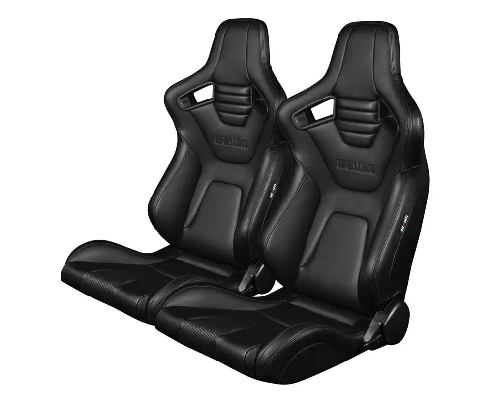 Braum Racing Elite-X Series Sport Seats Black Leatherette Black Stitching - BRR1X-BKBS