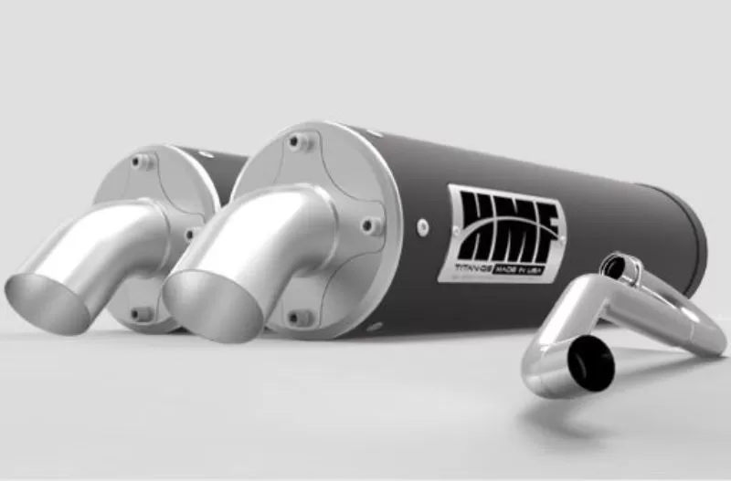HMF Dual Full Turbo Back Titan Gun Metal Recessed Cap Quiet Exhaust Polaris RZR PRO XP 2020 - 53575A638787