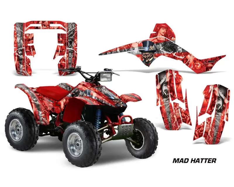 AMR Racing Graphics Kit Quad Decal Sticker HATTER RED SILVER Honda ...