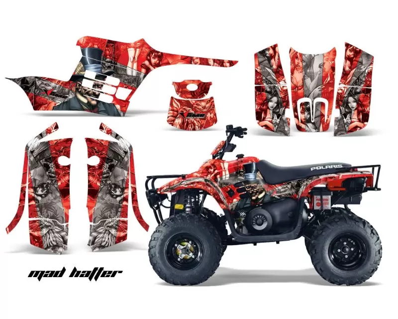 Amr Racing Graphics Kit Decal Sticker Wrap Hatter Silver Red Polaris Trail Boss Pol