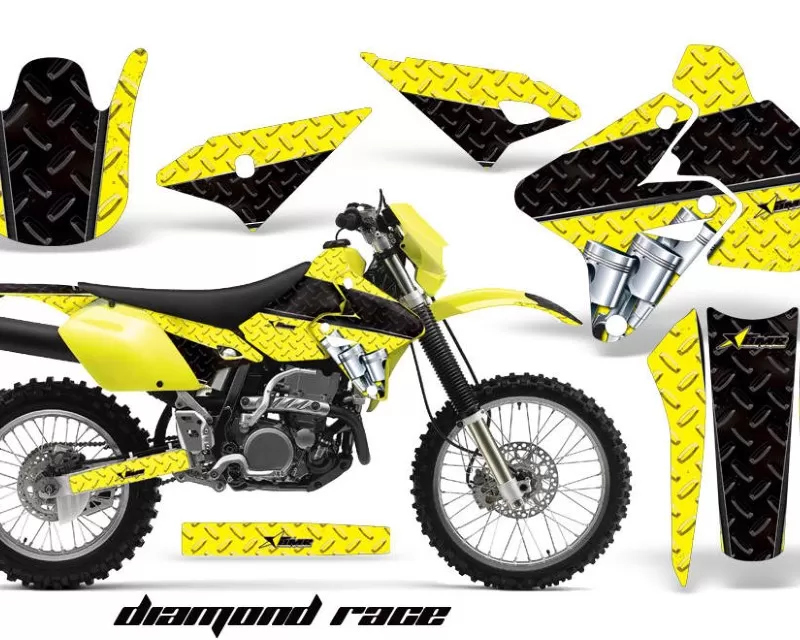 AMR Racing Dirt Bike Graphics Kit Decal Sticker Wrap For Suzuki DRZ400S  2000-2018 DIAMOND RACE YELLOW BLACK