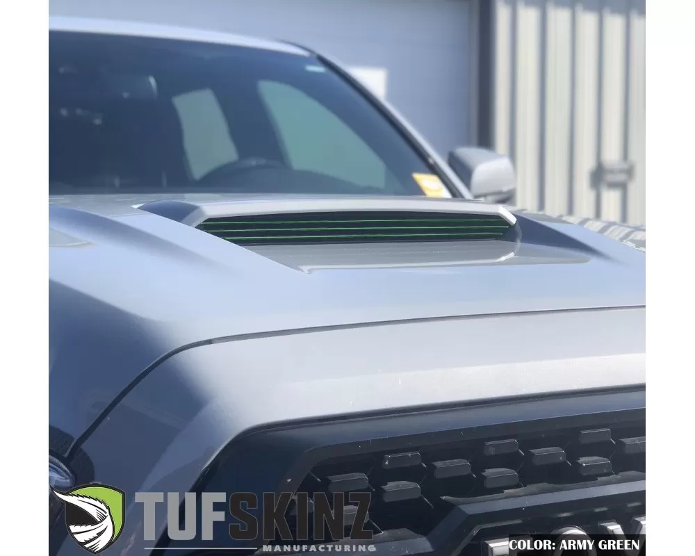 Tufskinz Inner Hood Scoop Accents Fits 2016-2020 Toyota Tacoma 3 Piece Kit  In OE Color Army Green