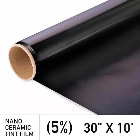 Window Tint 5 Percent Visibility 99 Percent IRR 100 Percent UV 30 Inch x 10  FT Roll Nano Ceramic 2 mm MotoShield Pro