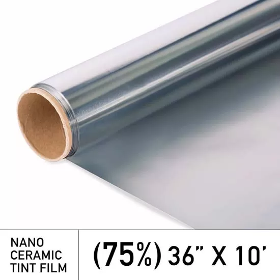 Window Tint 75 Percent Visibility 99 Percent IRR 100 Percent UV 36 Inch x 10 FT Roll Nano Ceramic 2 mm MotoShield Pro - 490-436