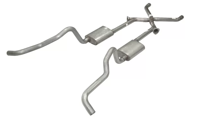 Pypes Exhaust Crossmember-Back X-Pipe Exhaust Split Rear Dual Exit 2.5-Inch Violator Mufflers Stainless Steel Chevrolet Tri-Five 1955-1957 - SGC17V