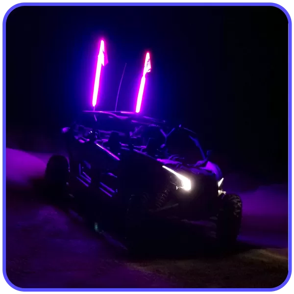 LED Light Whip 2 Foot Purple W/Included Quick Disconnect Pyramid LED Whips - 2ftpu