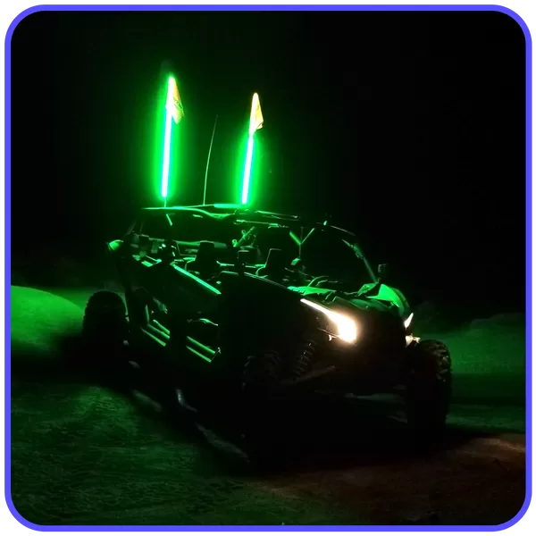 LED Light Whip 3 Foot Green W/Included Quick Disconnect Pyramid LED Whips - 3ftgrn