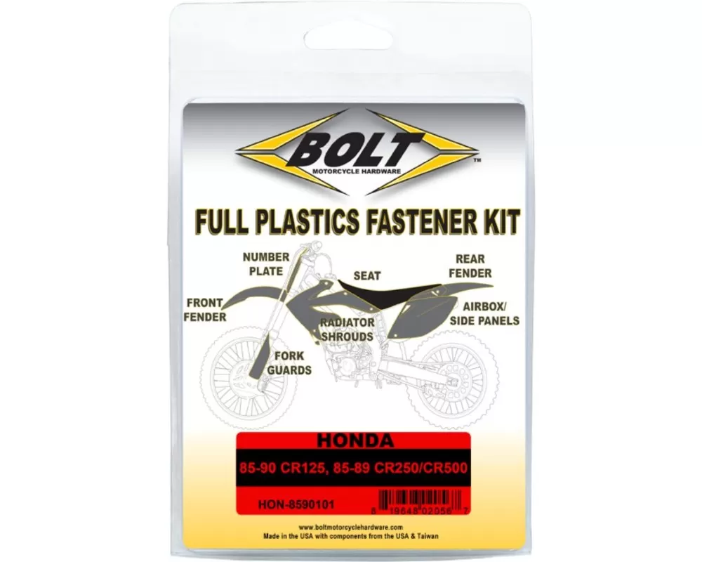 Bolt Motorcycle Full Plastic Fastener Honda CR 1984-1990 - HON-8590101