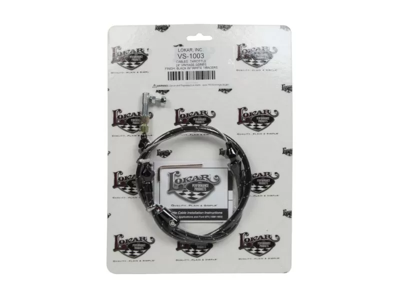 Lokar 2ft Vintage Series Woven Cotton Throttle Cable (Black & White) Universal - VS-1003