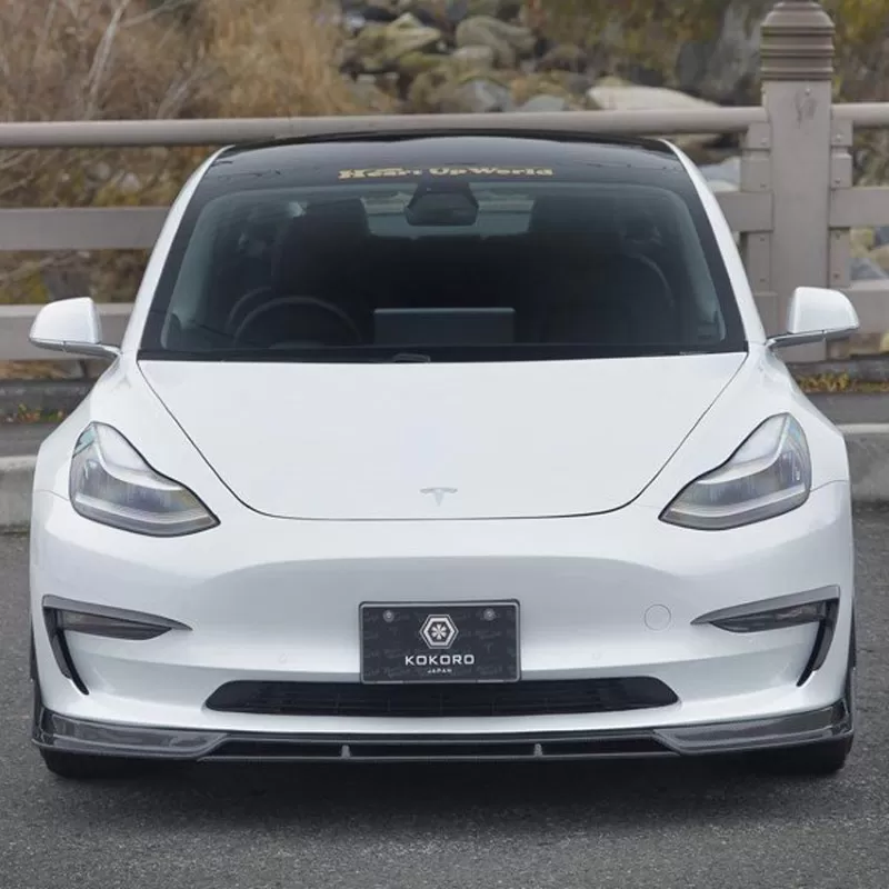 Kokoro Carbon Fiber Front Spoiler Tesla Model 3 2019+ - HUW-A000054