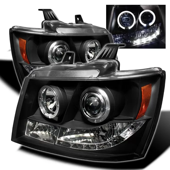 Spyder Auto Halo Black Projector HeadLights Chevrolet Avalanche 2007-2009 - PRO-YD-CSUB07-HL-BK