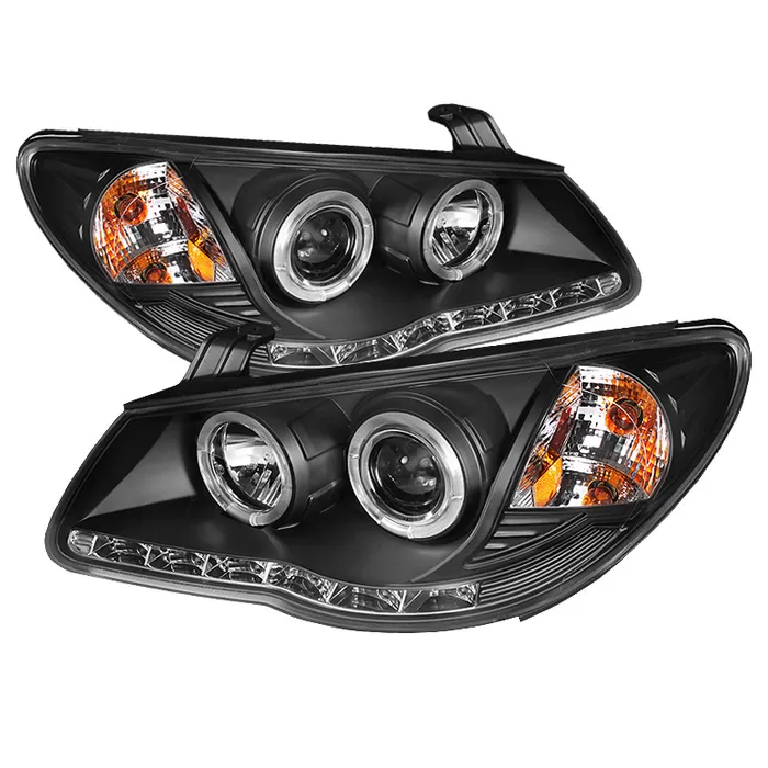 Spyder Auto Black DRL LED Halo Projector Headlights with High H1 and Low H7 Lights Included Hyundai Elantra 2007-2010 - PRO-YD-HYELAN07-DRL-BK