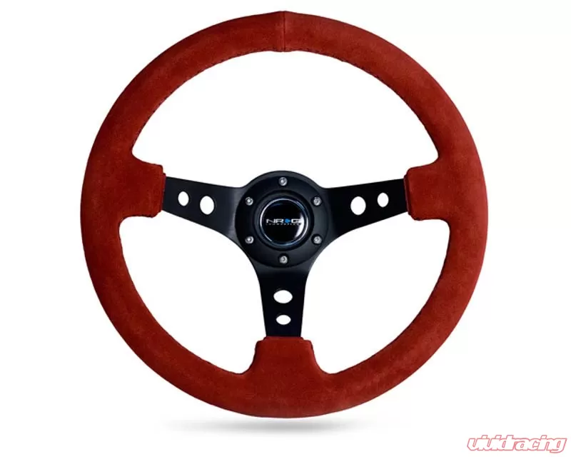 Nrg Red Suede 3inch Deep 350mm Sport Steering Wheel Universal