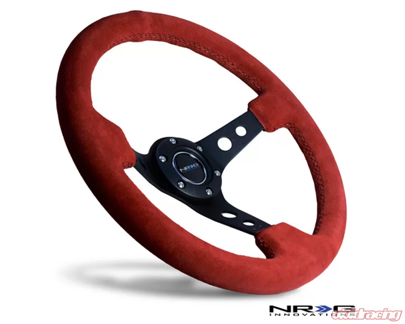 NRG Red Suede 3inch Deep 350mm Sport Steering Wheel Universal