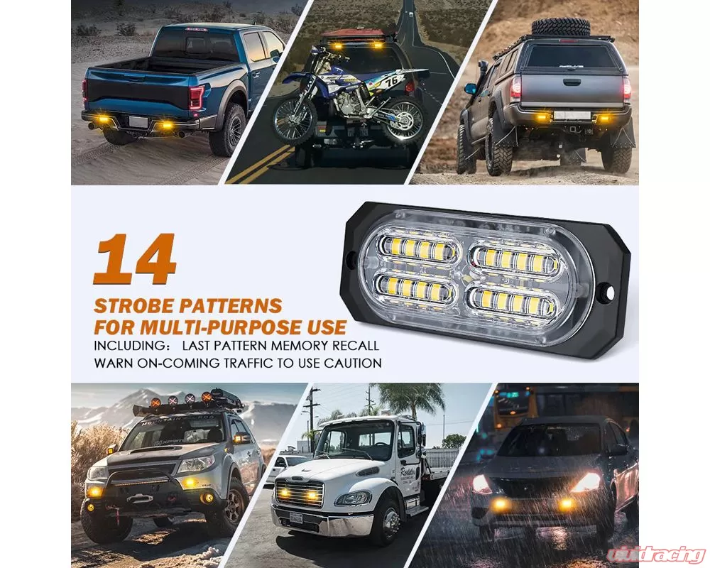 Xprite USA Surface Mount Grille Emergency Strobe Lights White/Red 8 Pcs ...